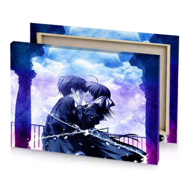 a girl in black dress is sitting on balcony with midnight blue canvas - Image 4