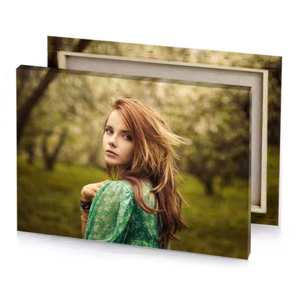 a girl with long hair standing in forest sepia canvas - Image 4