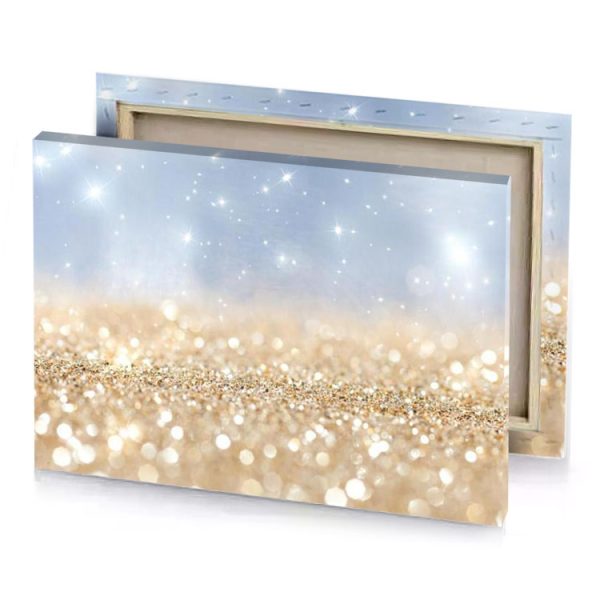 a gold glitter background with stars tan canvas - Image 4