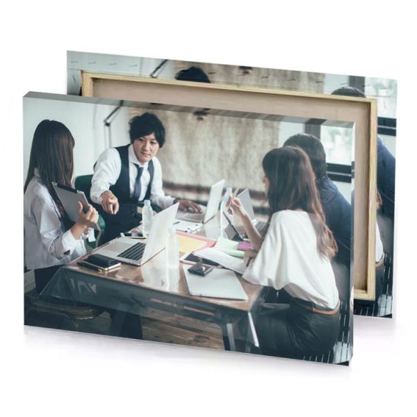 a group of people sitting around table platinum canvas - Image 4