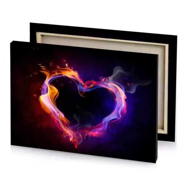 a heart made of fire and smoke midnight blue canvas - Image 4