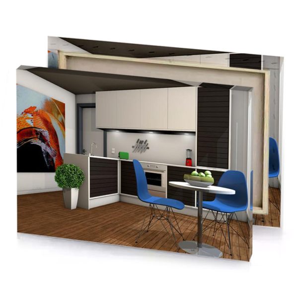 a kitchen with table and chairs in it smoky black canvas - Image 4