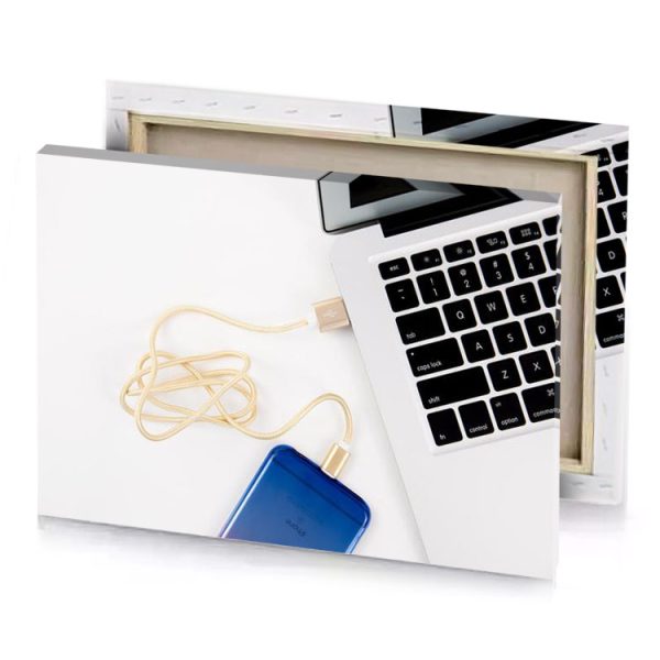 a laptop and cell phone on white table pearl canvas - Image 4