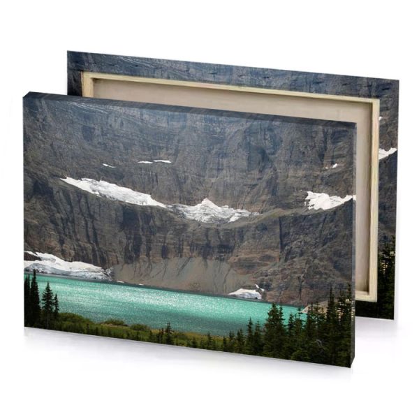 a large mountain with lake in the middle dim gray canvas - Image 4