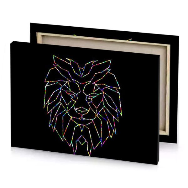 a lion head with black background smoky canvas - Image 4