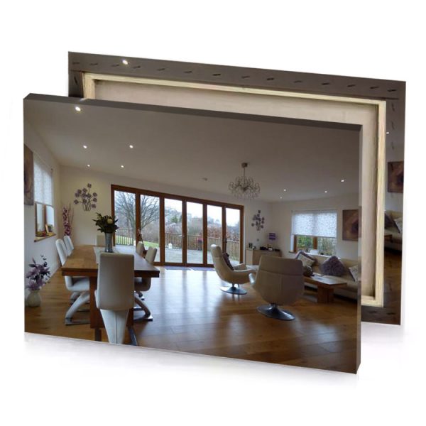a living room with large wooden floor alice blue canvas - Image 4