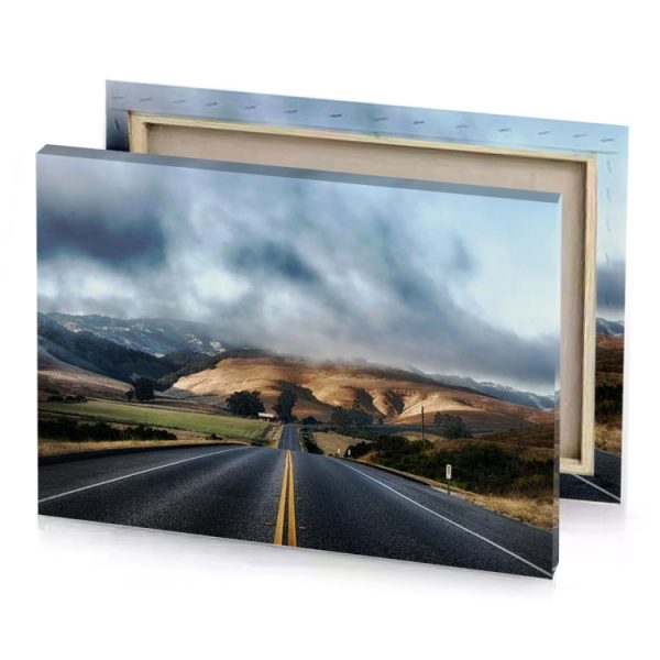 a long road with mountain in the background camouflage green canvas - Image 4