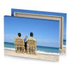 a man and child sitting on beach blue jeans canvas - Image 4