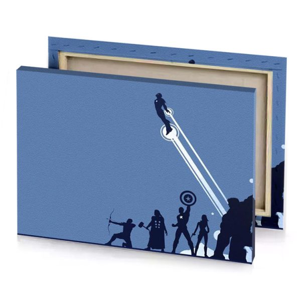 a man flying through the air with sword prussian blue canvas - Image 4
