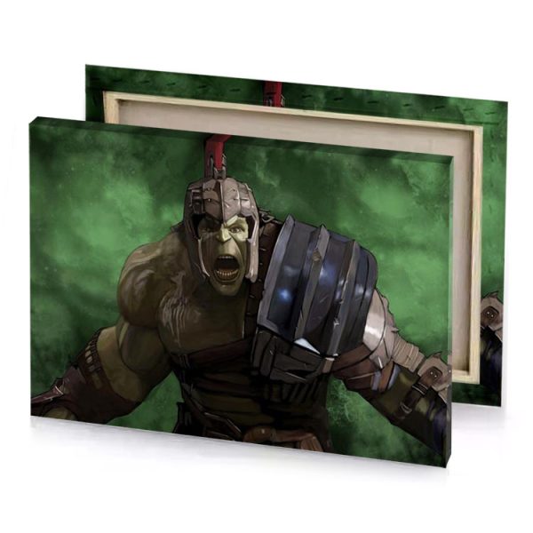 a man in armor holding knife smoky black canvas - Image 4