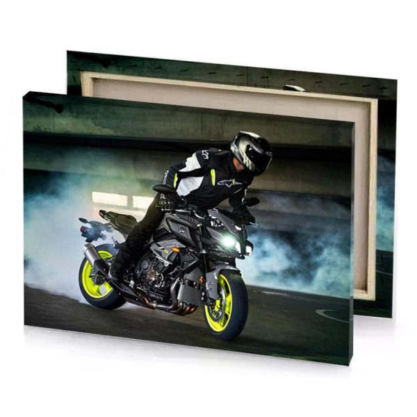 a man riding motorcycle in tunnel taupe canvas - Image 4