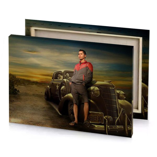 a man sitting on car mountbatten pink canvas - Image 4