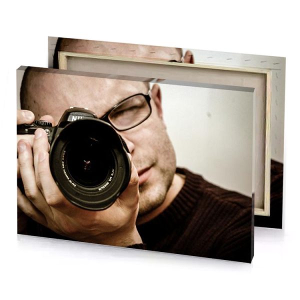 a man taking picture with camera tan canvas - Image 4