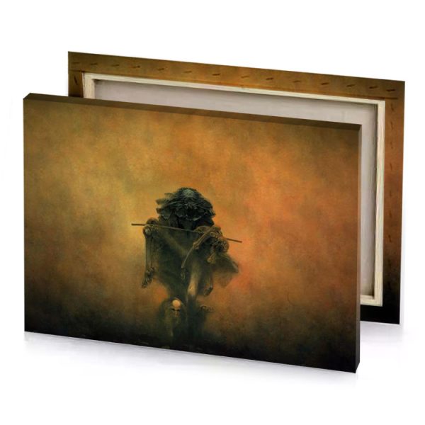 a man with sword in the fog copper canvas - Image 4