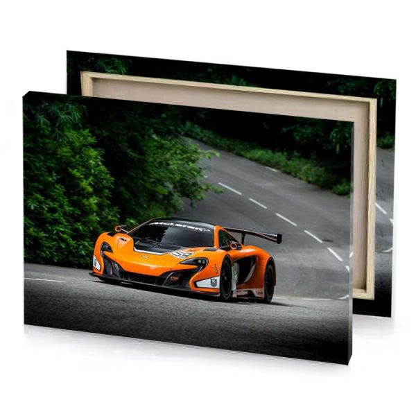 a mclaren car driving down road carrot orange canvas - Image 4