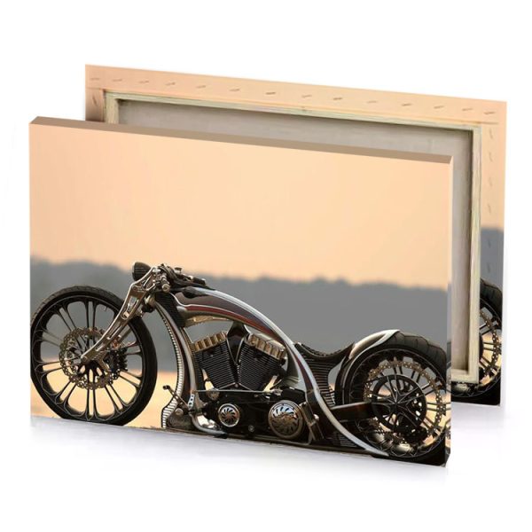 a motorcycle parked on the side of road gray canvas - Image 4