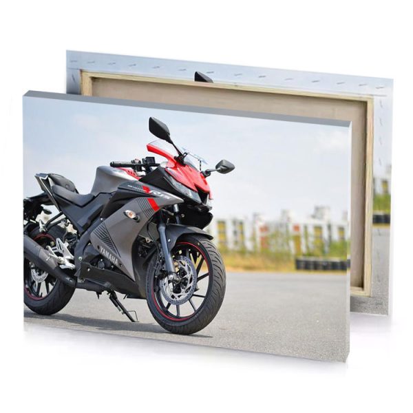 a motorcycle parked on the side of road lavender canvas - Image 4