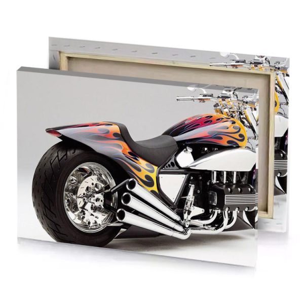 a motorcycle with flames painted on it smoky black canvas - Image 4