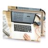 a person is typing on laptop with headphones manatee canvas - Image 4