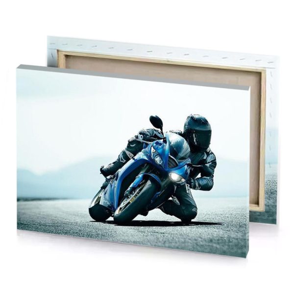 a person riding motorcycle on road smoky black canvas - Image 4