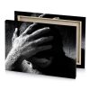 a person with their hands on face smoky black canvas - Image 4