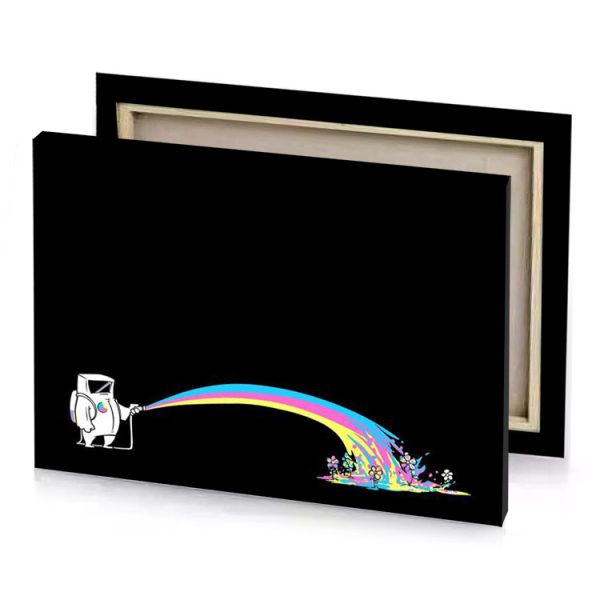 a rainbow wallpaper with and black background khaki canvas - Image 4