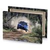 a rally car is going through the forest silver canvas - Image 4