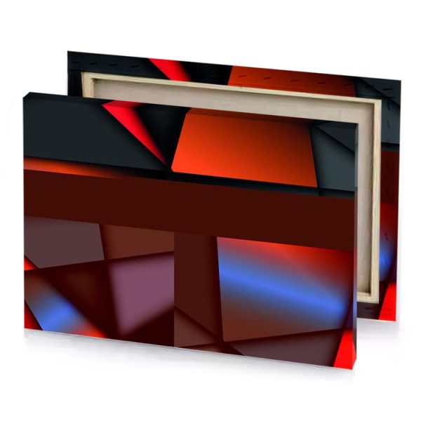 a red and black abstract background with blue triangle zinnwaldite brown canvas - Image 4