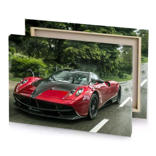 a red and black car driving down road firebrick canvas - Image 4