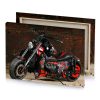 a red and black motorcycle parked in garage smoky canvas - Image 4