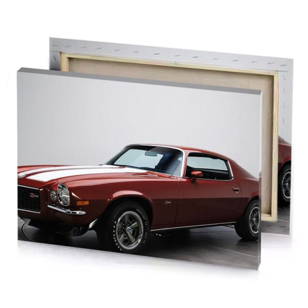 a red and white car is parked in room bistre canvas - Image 4