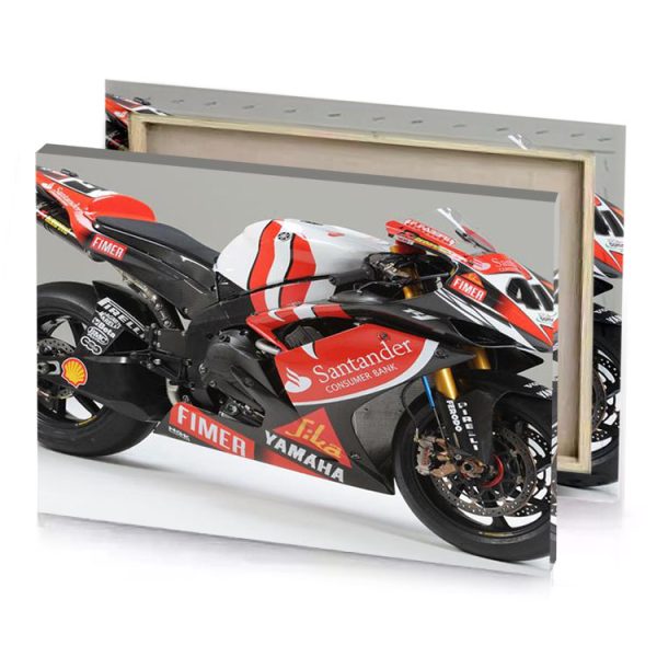 a red and white motorcycle is parked on surface bittersweet shimmer canvas - Image 4