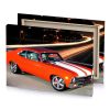 a red and white muscle car parked on the side orange canvas - Image 4
