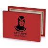 a red background with black and white logo brown canvas - Image 4