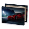 a red ferrari car driving on road at night burgundy canvas - Image 4