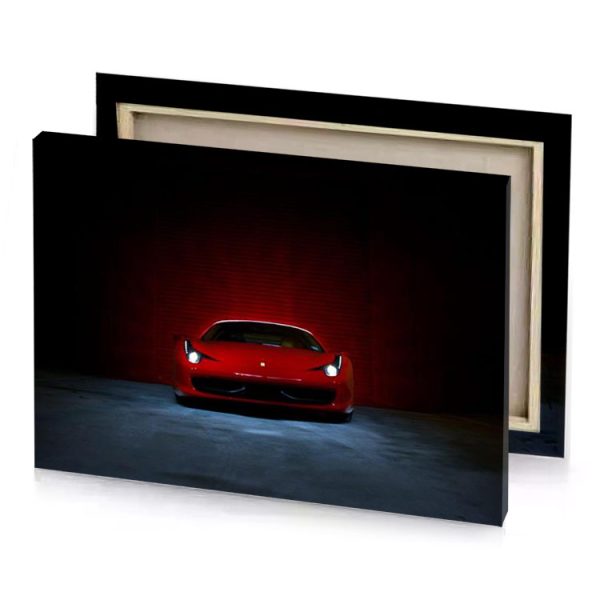 a red ferrari car in dark room zinnwaldite brown canvas - Image 4