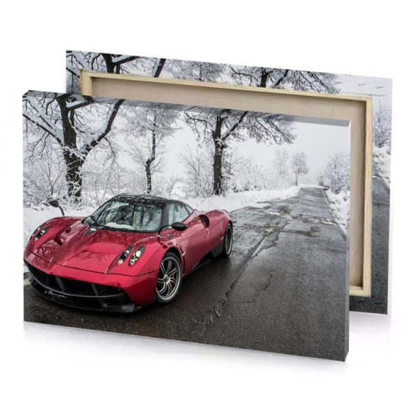 a red ferrari parked on the side of road bittersweet shimmer canvas - Image 4