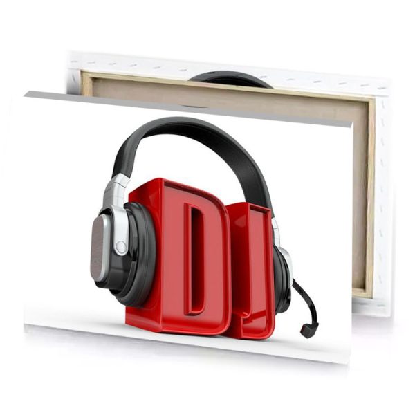 a red headphone with black and white indian canvas - Image 4