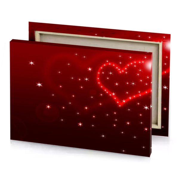 a red heart with stars on background maroon canvas - Image 4
