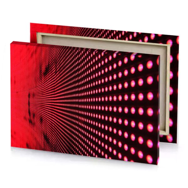 a red light shining through wall brown canvas - Image 4