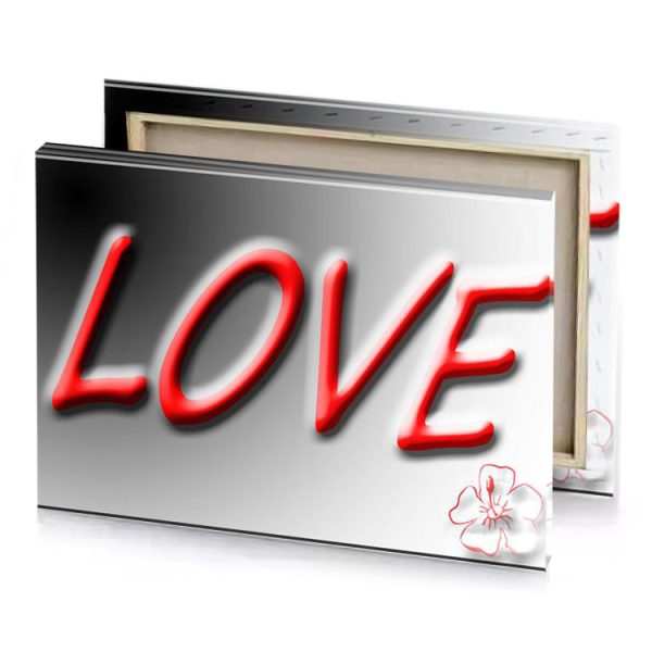a red love sign with white flower lust canvas - Image 4