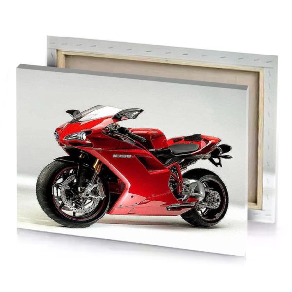 a red motorcycle is parked in studio dark canvas - Image 4