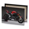 a red motorcycle is parked in studio firebrick canvas - Image 4