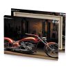 a red motorcycle parked in garage garnet canvas - Image 4