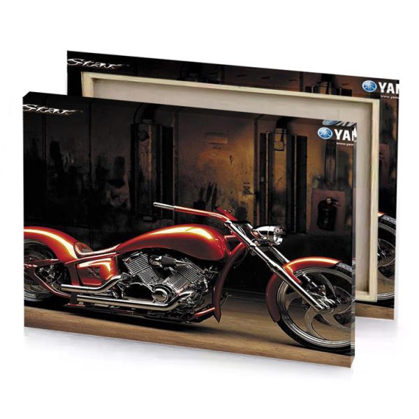 a red motorcycle parked in garage garnet canvas - Image 4