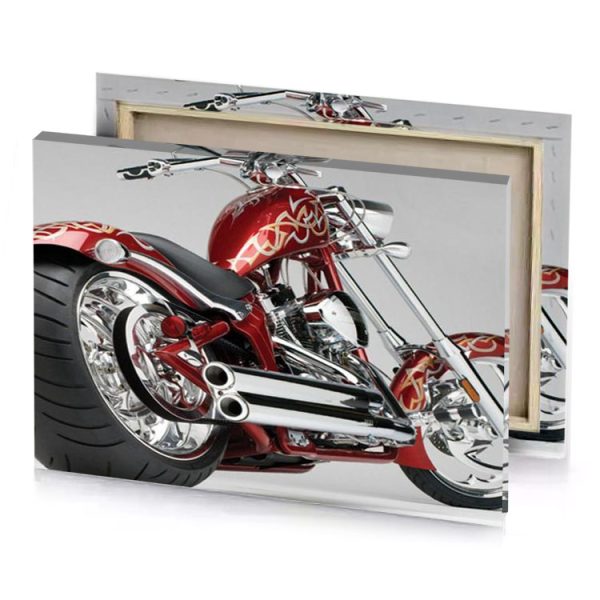a red motorcycle with chrome wheels and rims burgundy canvas - Image 4