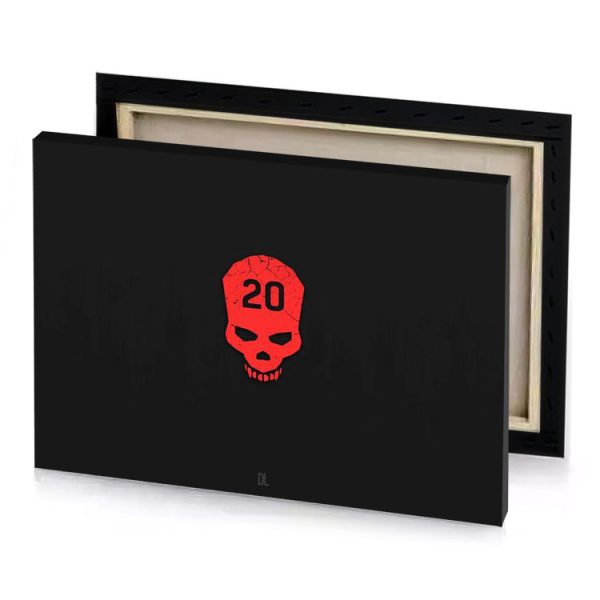 a red skull on black background smoky canvas - Image 4