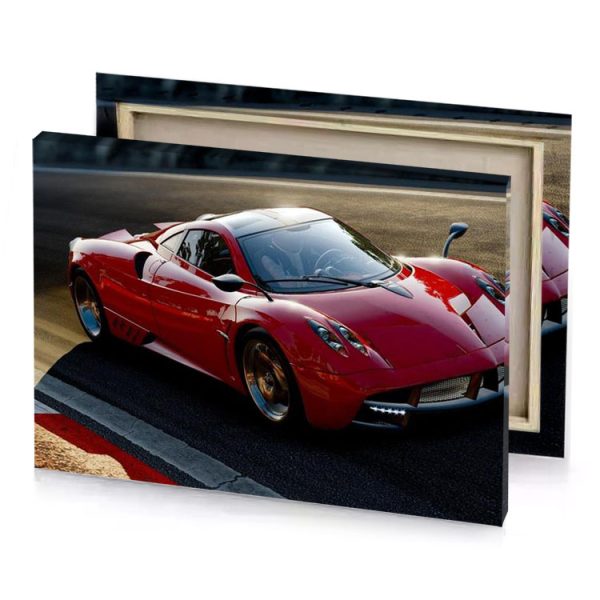 a red sports car driving down race track burgundy canvas - Image 4