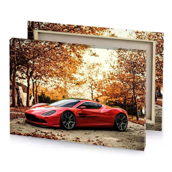 a red sports car parked in parking lot peru canvas - Image 4