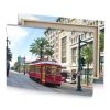 a red trolley car on city street garnet canvas - Image 4